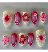 10PCS Handmade Nails Press On Nails Almond 3d fake nails short False Nails Women's Nails Kit acry...