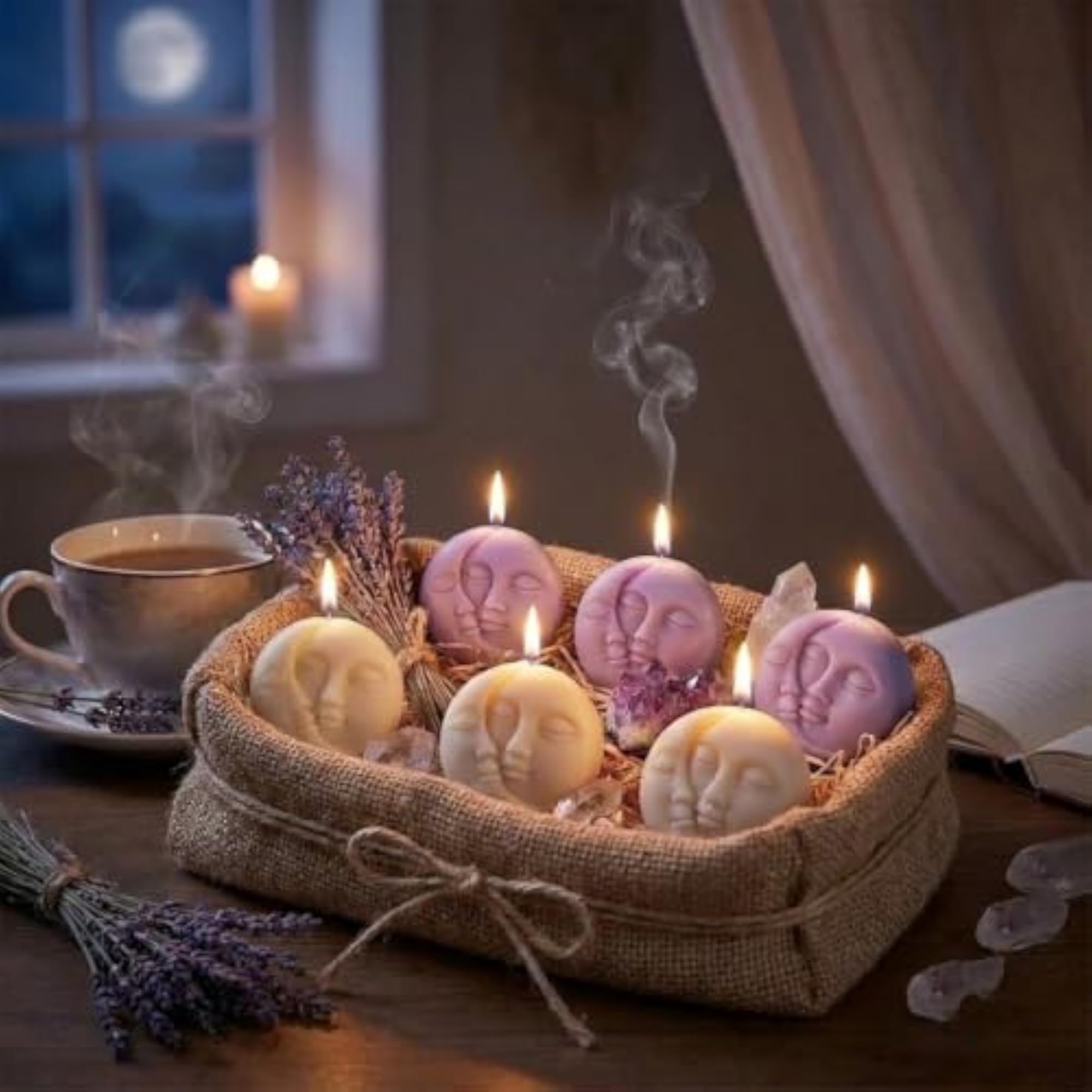 Sun and Moon Kissing Face Sphere Soy Wax Candle
