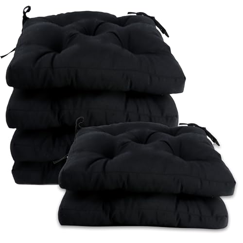 various Pack 6 Cojines para Silla，Cojin de Asiento Decorativo Funda de Poliéster y Relleno de Fibra Hueca 45x45x5cm,Ideal para Comedor, Terraza, Salón y Restaurante,Color Negro