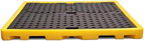 QUSYZD Leak-Proof Spill Containment Platform Stackable Anti Polyethylene Tray, Spill Containment Platform, Containment Pallet with Drain, Industrial Modular Oil Dru,Yellow-1pcs-1300x1300x100mm