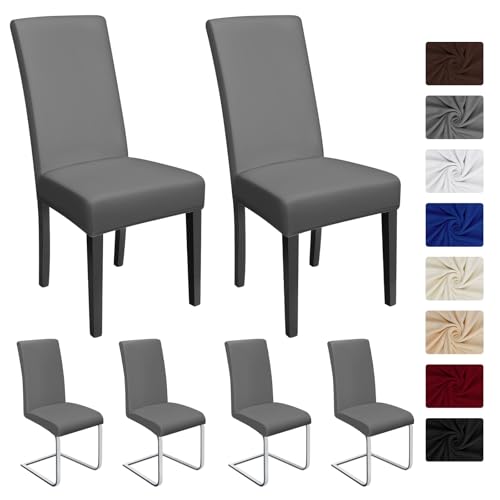 Balladhome Fundas Para Sillas Pack De 6 Fundas Sillas Comedor Fundas Elásticas, Cubiertas Para Sillas,Bielástico Extraíble Funda, Muy Fácil De Limpiar, Duradera Paquete De 6, Gris Plomo -O