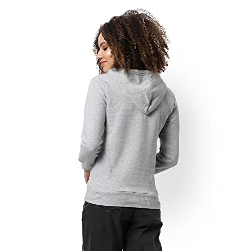 Image of Campus Sutra Women cotton Premium Zipper Hoodie-Grey
