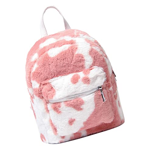Mini sac à dos peluche convertible en sac à bandoulière rose et pratique