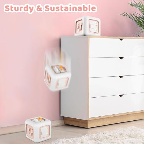 Image of Brand Conquer Montessori Busy Cube for Toddlers 1-3,Car Travel Toys Busy Board Activity Cube,Learning Stocking Stuffers Educational Birthday Gifts Sensory Baby 12-18 Months (Fan Learning 6 in 1 Pink)