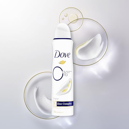 Desodorante en aerosol Dove 0% Original 72h, sin aluminio ni alcohol, para mujer con protección antibacteriana de zinc, 150 ml, paquete de 6 unidades (El embalaje puede variar) - imagen 7