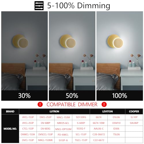 Image of Modern LED Gold Wall Sconces Set of Two Acrylic Wall Lights Lighting Fixture 6000K White Light 8W Dimmable Wall Lamp Round Sconces Wall Lighting for Indoor Bedroom Bedside Hallway