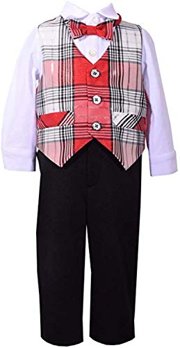 Baby Boys Christmas Santa OR Plaid Set Choose Style (Red Plaid, 12 Months)