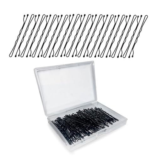 180 pcs Black Hair Bobby Pins for Thick Hairs, 5cm Long Hair Pins for Women with Box, Pins for Thick & Strong Hair, Kirby Grips, Curby Grips
