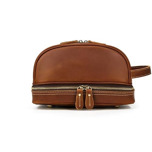 Retro Genuine Leather Travel Storage Bag Men's Toiletry Fashion Cosmetic