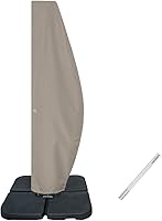 Vista 14 de Funda para sombrilla de patio de 6 a 9 pies, impermeable y duradera, con cremallera y varilla (Market 6'-9') Beige