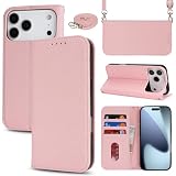 【Hamany】 対応 iphone 17 pro max ケース 手帳型 ショルダー アイホン17プロマックスケース スマホストラップ カード収納 財布型 スタンド機能 スマホケース いphone 17promax マグネット式 女性 肩がけ 首掛け 斜め掛け ショルダーバッグ 携帯カバー -ピンク