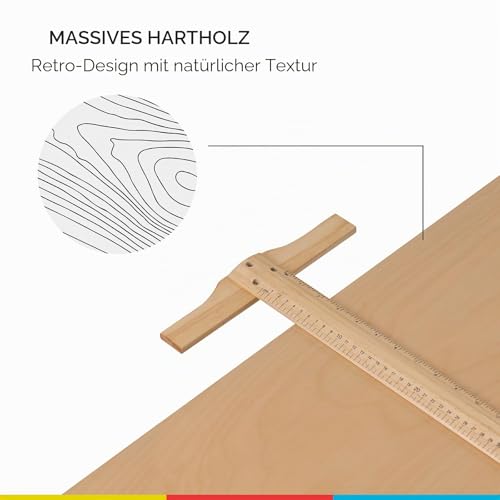 MEEDEN Zeichentisch aus Massivholz - 90 x 60 cm Künstler-Zeichnisch - Schreibtisch Studio-Tisch - Kunsthandwerkstisch mit höhenverstellbarer Arbeitsplatte für Kunstwerke, Grafikdesign, Lesen, Malen