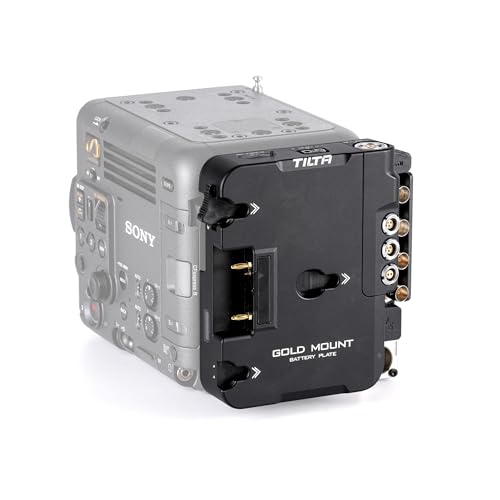 Image of Tilta Battery Plate Compatible with BURANO | Includes P-Tap, 3-Pin Fischer, 2-Pin Fischer and USB-C | Aluminum Alloy | DC Power Input via 6-Pin Lemo | ESR-T18-BTP-AB (Gold Mount)
