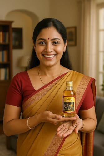 Image of Pure & Cold-Pressed Castor Oil | 100% Natural Ayurvedic Oil for Hair Growth, Hair Fall Control & Thick Eyebrows | Deep Scalp Hydration & Dandruff Control | Moisturizes Skin, Nails & Cuticles | Multi-Purpose for Hair, Skin & Joint Pain Relief for Men & Women (200 ML)