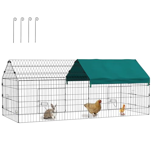 PawHut Metal Chicken Coop, 73' x 30' x 30' Chicken Run Pen for Yard with Cover, Portable Catio Poultry Cage Indoor Outdoor Backyard, Cat Cage for Rabbit, Duck, Hen, Small Animal, Chinchillas, Green
