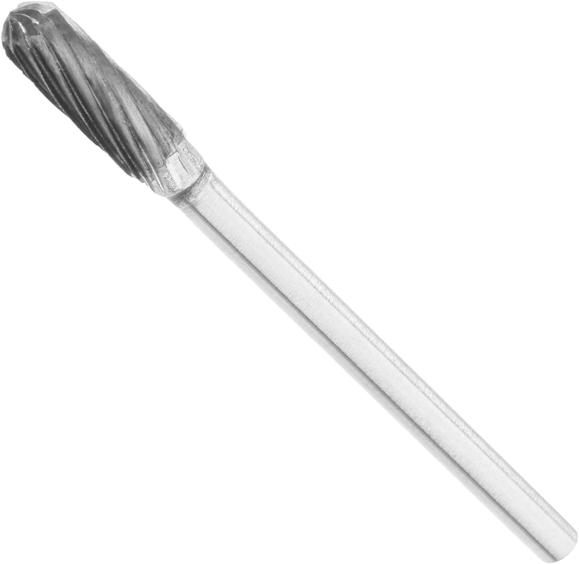 Auniwaig Tungsten Carbide Rotary Burr 3mm / 1/8" Shank, 4mm Head Size Single Cut Cylindrical Carving Burr Bits, for Woodworking, Drilling, Metal Carving, Engraving, Polishing 2pcs
