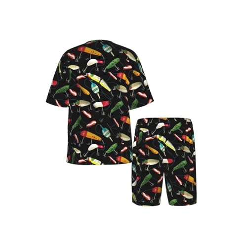 Pijama de dos piezas transpirable para hombre con camiseta estampada 6