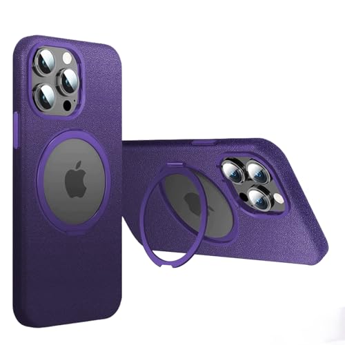 Étui cuir iPhone 15 Pro compatible MagSafe avec support rotatif 360°