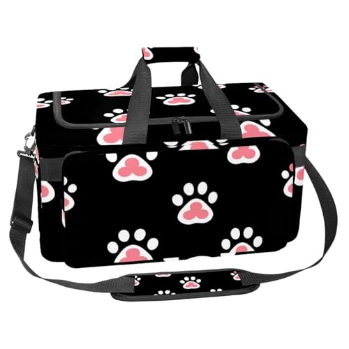 Foldable Travel Duffel Bags for Men and Women, Waterproof Weekender Overnight Gym Bags, Cat Dog Paw