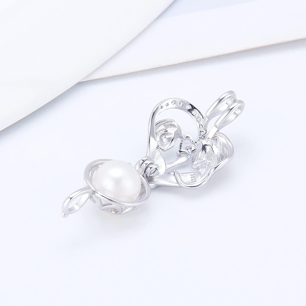 925 Sterling Silver Mom Love Cubic Cage Pendants Crafting Charm for DIY Necklace Bracelet Jewelry Making - Image 4