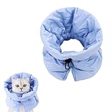 Katzen Nach Op Halsband, Weiche Verstellbare Atmungsaktive Halskrause, Wundschutz Kragen Verhindert Lecken von Wunden, Ideal für Katzen und Kätzchen bei Operationen und Wundpflege (Blau)