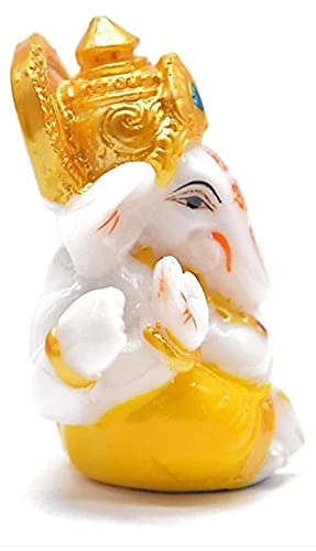 Image of Ganesh Idol for Car Dashboard - Ganpati Statue for Home Decor, Office Desk, Diwali Gifts Polyresin Showpiece