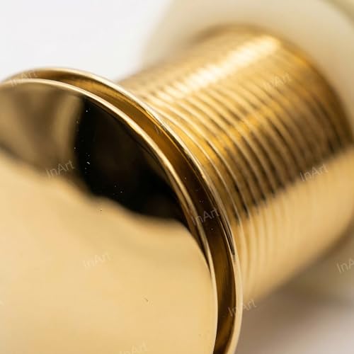 Image of InArt Pop-up Brass Basin Drainer /Waste Coupling /Waste Kit for Bathroom Wash Basin /Vessel Sink 5 Inch Brass Full Threaded Pop Up Waste Coupling 32 MM (Gold)