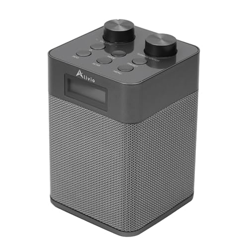 Alivio DAB/DAB+ Digital FM Radio with Bluetooth, Mains & Battery Powered, Multiple Playback Modes U-Disk & AUX Audio Rechargeable FM Radio Portable, 80 Preset Stations, Headphone Input & LED Display