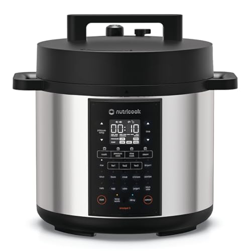 Nutricook SMART POT 3 Rice Cooker Steamer Sauté Pot Yogurt Maker 12-in-1 Electric Pressure Slow 20 Programs New Lid 1200w SS 6L