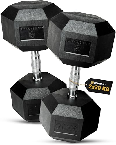 HQ Germany® Hexagon Hanteln 30kg 2 Stück | Geruchsarm, ±1,5% Gewichtstoleranz | 30kg Hantel, 30 kg â€¦ – Miniatur
