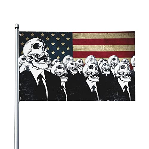 Outdoor Flags Human Mr. Skulls American Flag Summer Garden Flag Double Sided Yard Flags 3X5Ft Spring Summer Holiday Garden Decor For Outside, Lawn, Porch, Balcony. #TOP4
