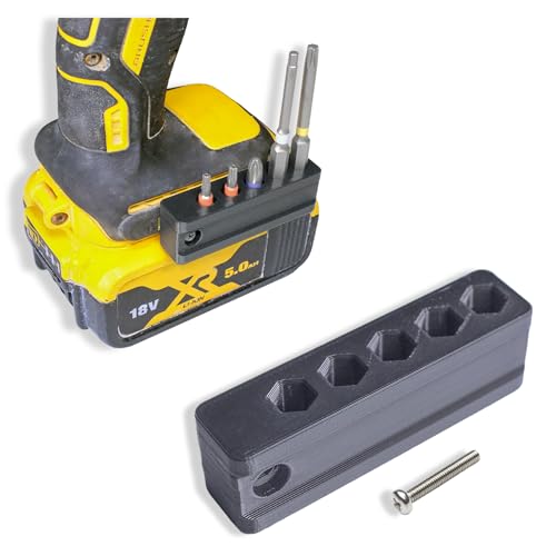 Decoralin Magnetic Bit Holder for Dewalt 18V XR Impact Driver and Combi Drills - Holds 5 Bits - Black