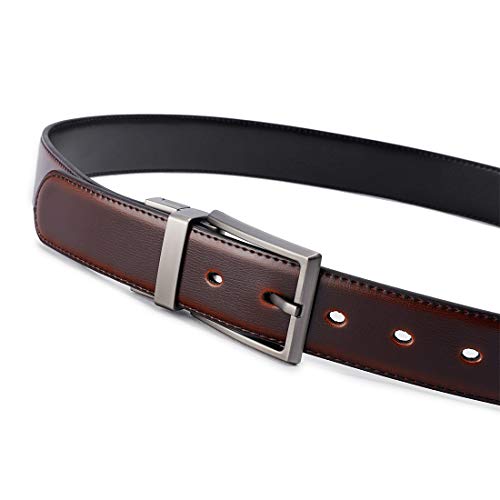 Men's Belt,Reversible Belt 1.25" For Gift Mens Casual Golf Dress pants shirts,One Reverse For 2 Sides3