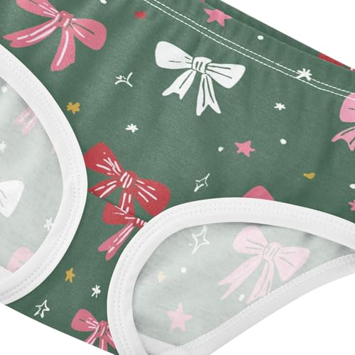 Wusikd Cute Bows Stars Green Girls' Underwear Cotton Girls Briefs Soft Toddler Underwear 2T4