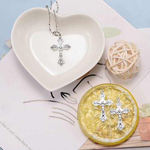100Pcs Antique Silver Jesus Christ Cross Charms Pendants For Necklace Earring Bracelet Diy Crafting Jewelry Findings Making Accessory 28Mmx18Mm(A403) #TOP4