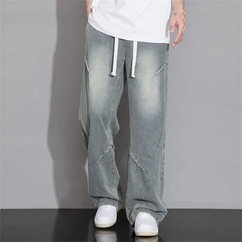 Men's Loose Wide Leg Jeans Straight Baggy Hip Hop Skateboard Denim Pants with Pockets4