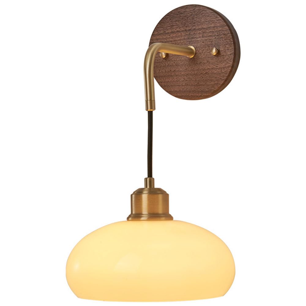 Mosiężna lampa ścienna z litego drewna w paski szklany klosz Lampka nocna Kinkiety Oświetlenie Ścienne Nowoczesna lampa ścienna E27 Oświetlenie wewnętrzne do salonu Restauracja