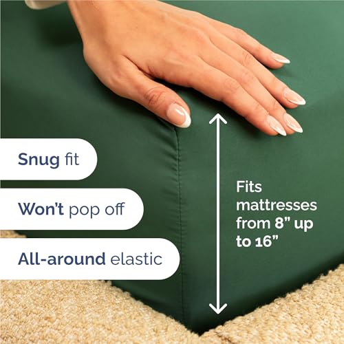 Image of King 6 Piece Bed Sheet Set - Breathable & Cooling Sheets - Emerald Green | Ultra Soft Hotel Luxury Bedding Set w / 8-16 Inch Deep Pockets - 1 Flat & 1 Fitted Sheet & 4 Pillowcases - Wrinkle & Fade Free