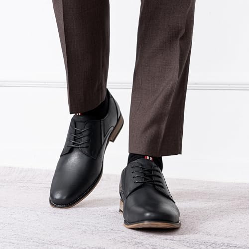 Image of Jousen Men's Dress Shoes Leather Oxford Formal Derby Shoes | Smooth Leather,Retro Plain Toe,All-Day Comfort,Office Work,Wedding Party,Business Meeting,Date Night