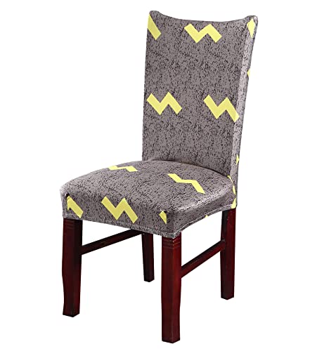 Image of House of Quirk Elastic Chair Cover Stretch Removable Washable Short Dining Chair Cover Protector Seat Slipcover (Pack of 1, Olive Flash Yellow)