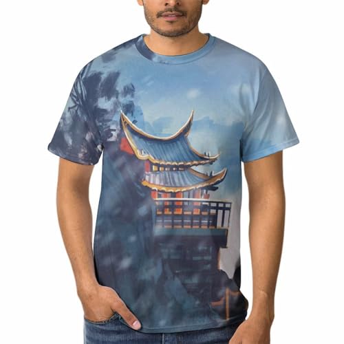T-Shirt Manches Courtes Homme Style Temple Ancien Idéal pour l'Été