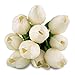Tulip White 10 Pcs SOLEDI PU Real-touch Artificial Flowers for Bridal Bouquet Wedding Living Room Table Home Garden Decoration