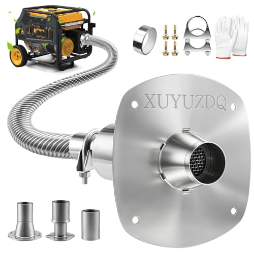 2026 Upgraded Generator Exhaust Silencer Kit with Three Universal Adapters and Insulated Through-Wall Mounting Plate Universal Fit for Most Generators Reduces Exhaust Noise & Safely Vents Fumes