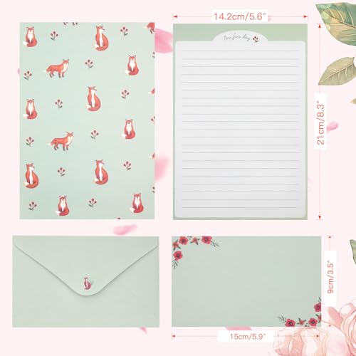 KSIWRE Conjunto de 54 peças de papelaria com envelopes, 36 papéis de escrita + 18 envelopes, papel d