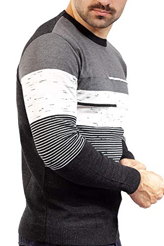 Blusa de malha masculina com listras Sumaré 10387 - Cinza/preto M
