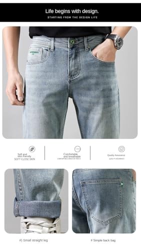 Jeans Pants Trouser Denim Lyocell Tencel Comfortable Retro Men's Big Bull Style Long3