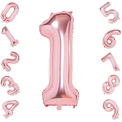 Gremode Rose Gold 1 Balloons,40 Inch Birthday Foil Balloon Party Decorations Supplies Helium Mylar Digital Balloons (Rose Gold Number 1) Cover