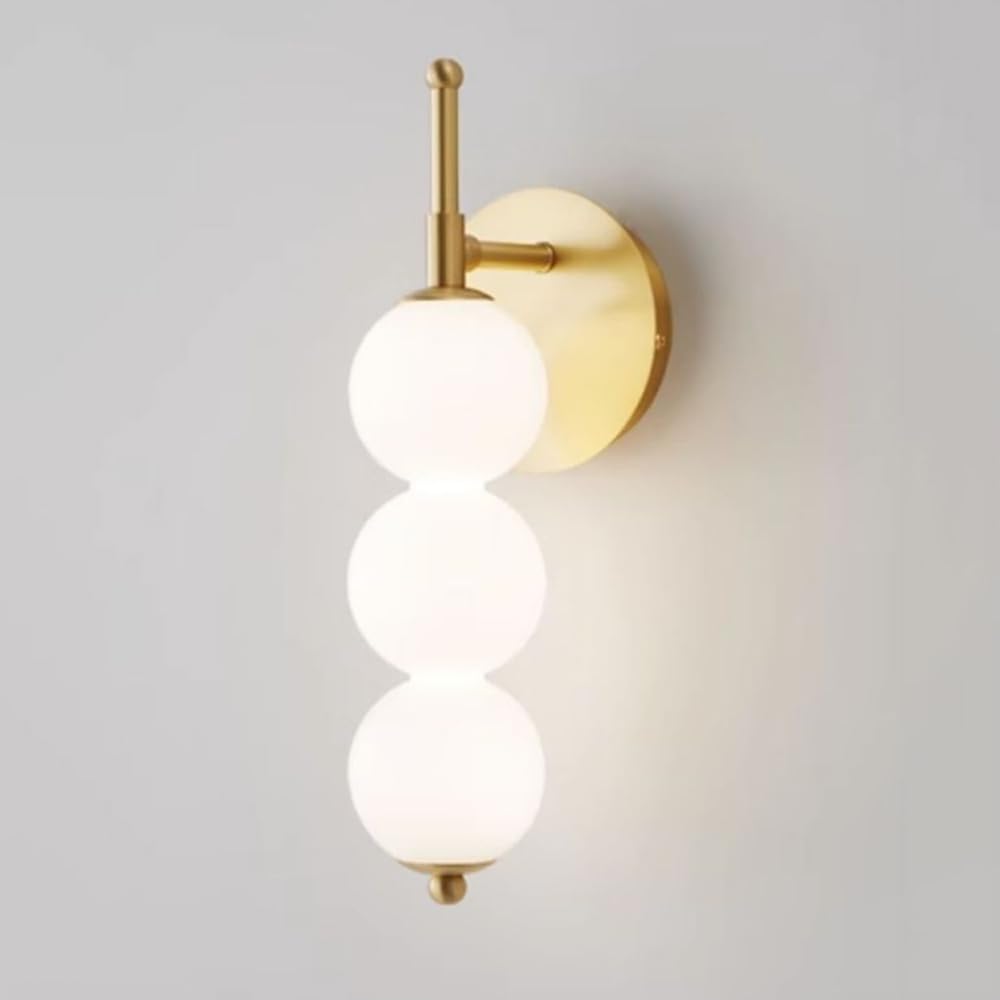 HYJAUSXB Globe Wall Light LED Sconce White Glass Mount Lamp Copper Hardwired Sconces Lighting Living Room Lights Bedroom Bedside Restaurant Decor Lamps