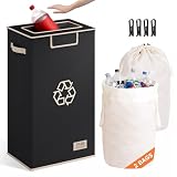 SOLEDI Recycle Bins for Kitchen,26 Gallon Recycling Bin with Lid and 2 Removeable Reusable Inner Bags,Indoor...