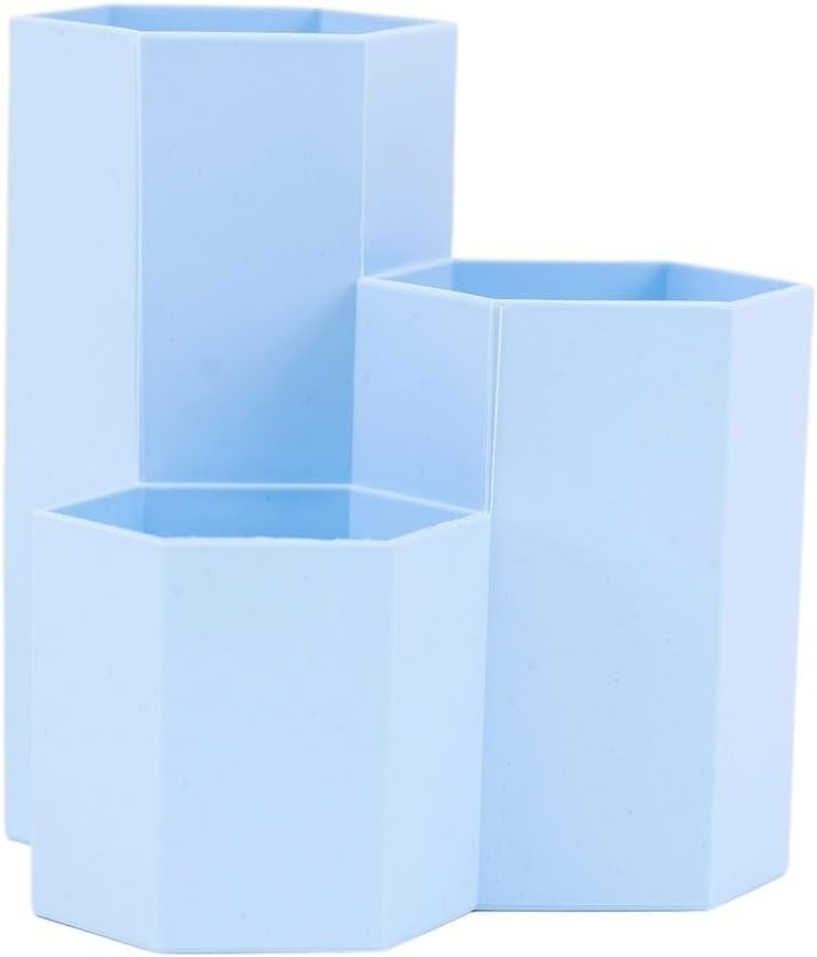 Handsome hexagonal candy colored high and low pen holder desktop brush comb circular storage box image 3